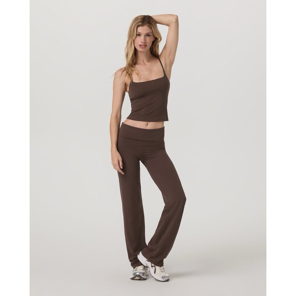 Vuori Women AllTheFeels Java High Rise Foldover Flared Leggings Sz L Stretch Yog - Picture 6 of 16